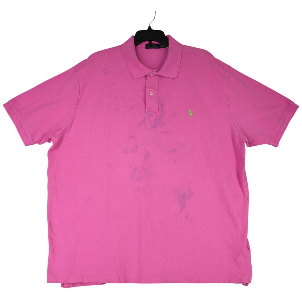 Polo Ralph Lauren Polo Shirt Mens 3XB‎ Pink Lime Green Pony Casual Golf